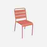 4er Set Sessel für den Innen- und Außenbereich aus Metall mit Rostschutzanstrich, stapelbar, lachsrosa - Riviera Photo2