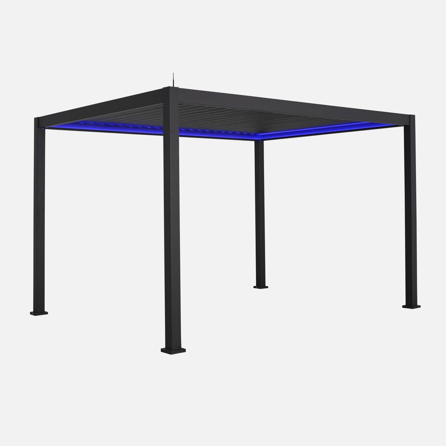 Bioklimatische motorisierte Pergola mit Lamellendach und LED-Beleuchtung anthrazit Triomphe 3x4m Photo1