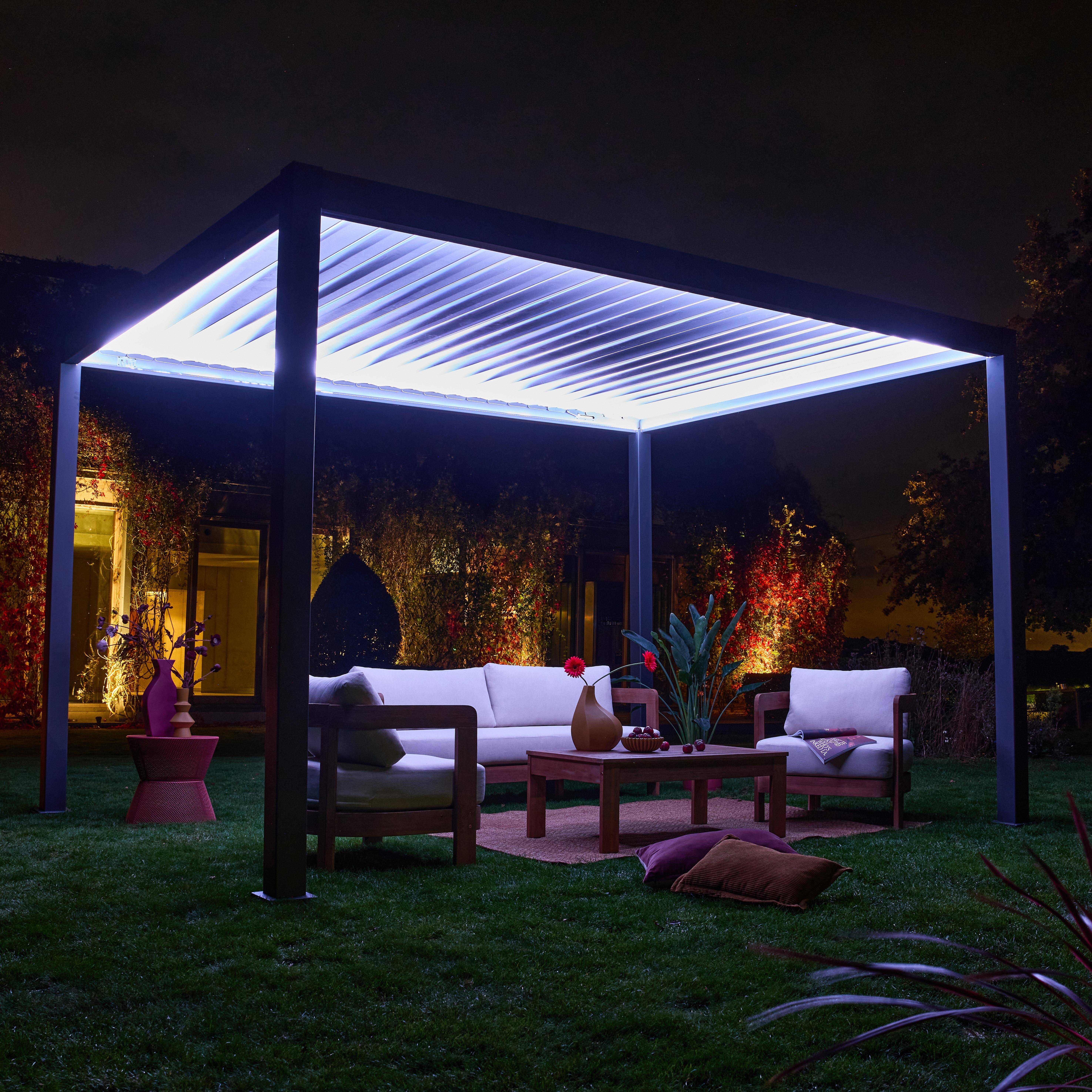 Pergola Bioclimatique électrique 3x4m, aluminium, à lames orientables avec éclairage LED ,sweeek,Photo1