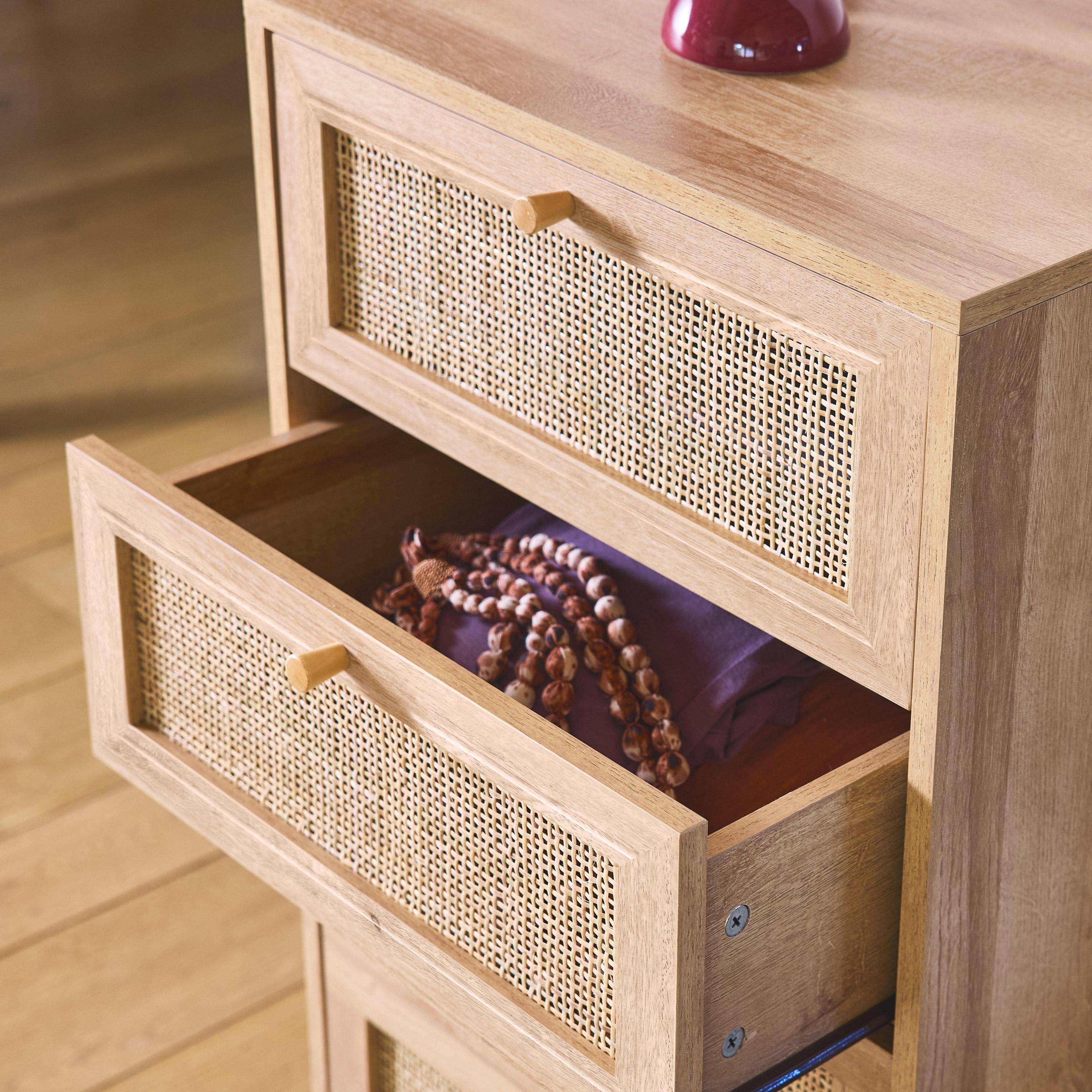 Ladekast 4 lades met hout- en rotanlook Photo2