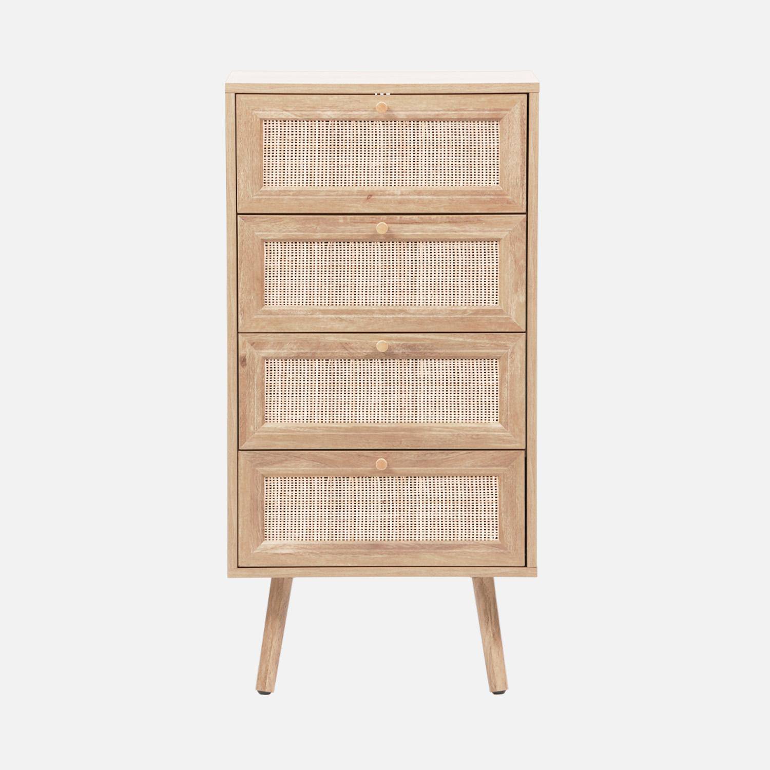 Ladekast 4 lades met hout- en rotanlook Photo2