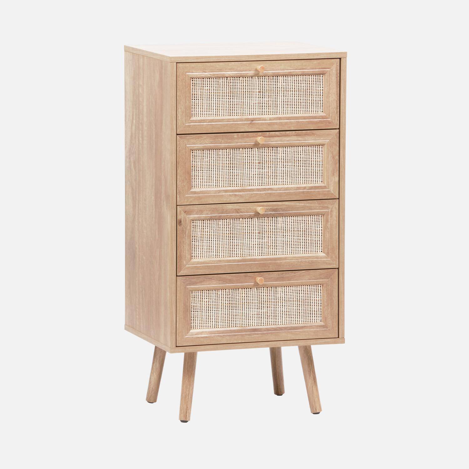 Ladekast 4 lades met hout- en rotanlook Photo1