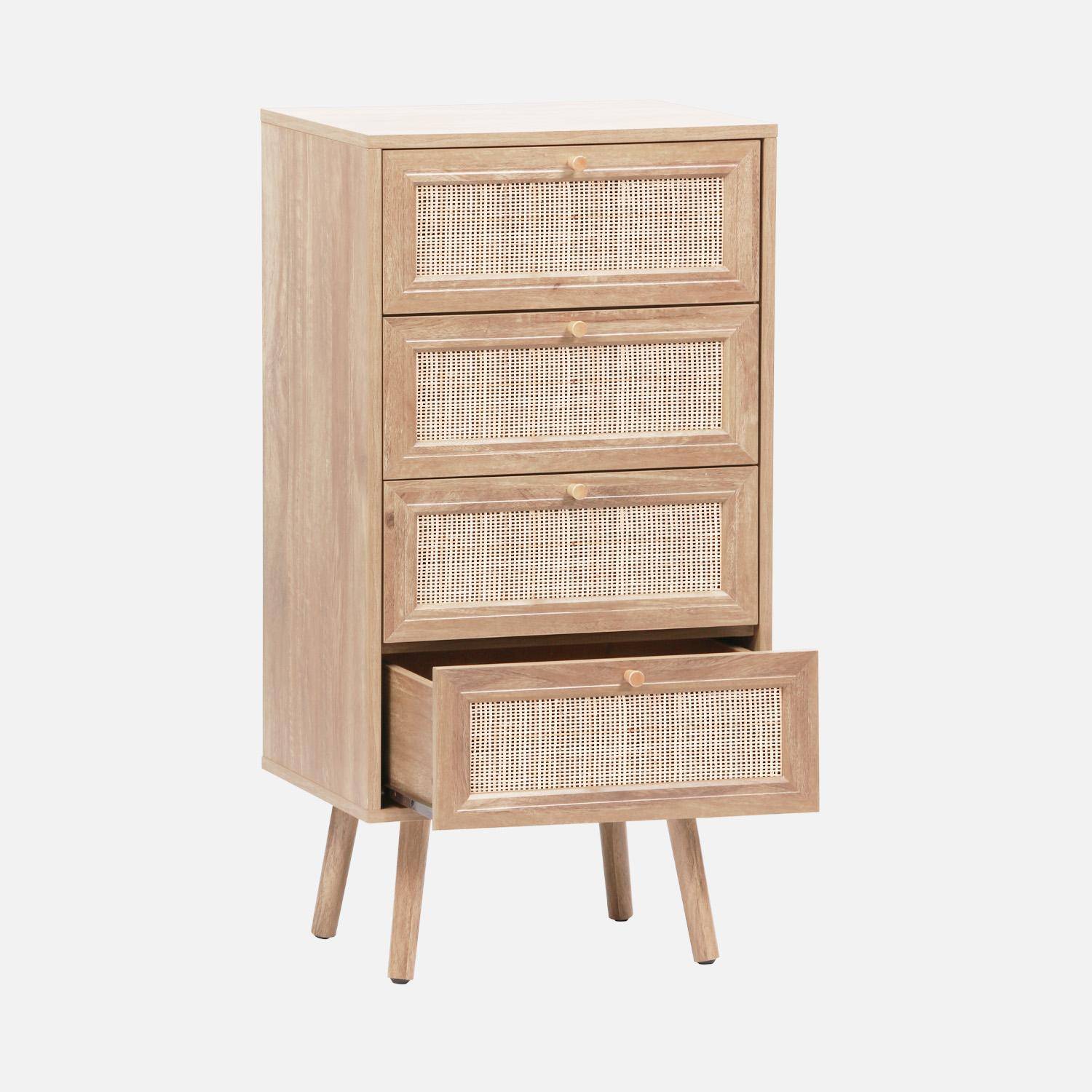 Ladekast 4 lades met hout- en rotanlook Photo3