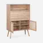 Secretaria escritorio, 2 puertas de caña, estantes, efecto madera, patas de abeto Photo4