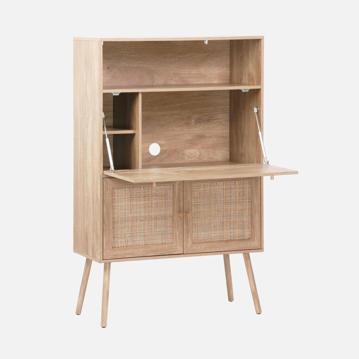 Writing desk with shelves with 2 doors, Boheme, Natural, 90x38x138 cm,sweeek,Photo3