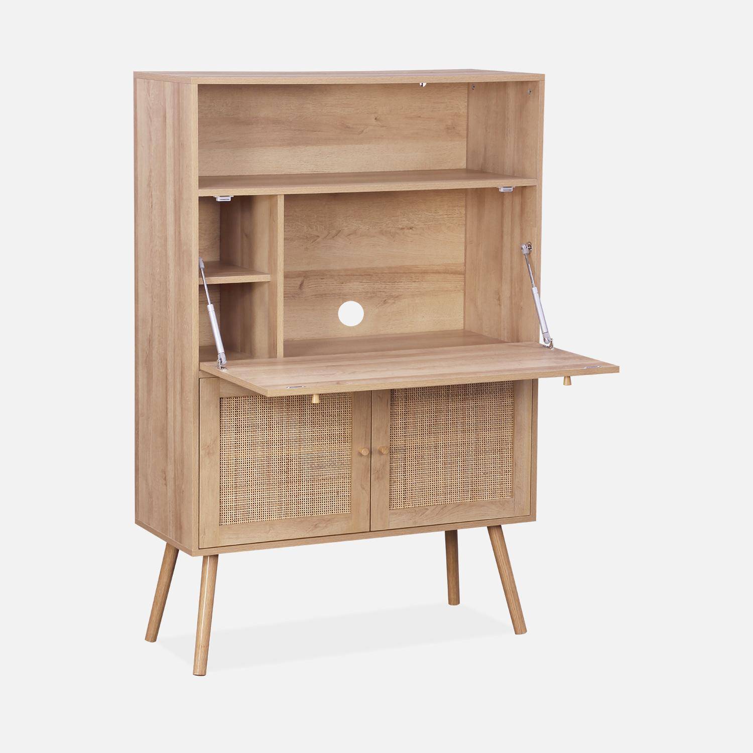 Writing desk with shelves with 2 doors Natural