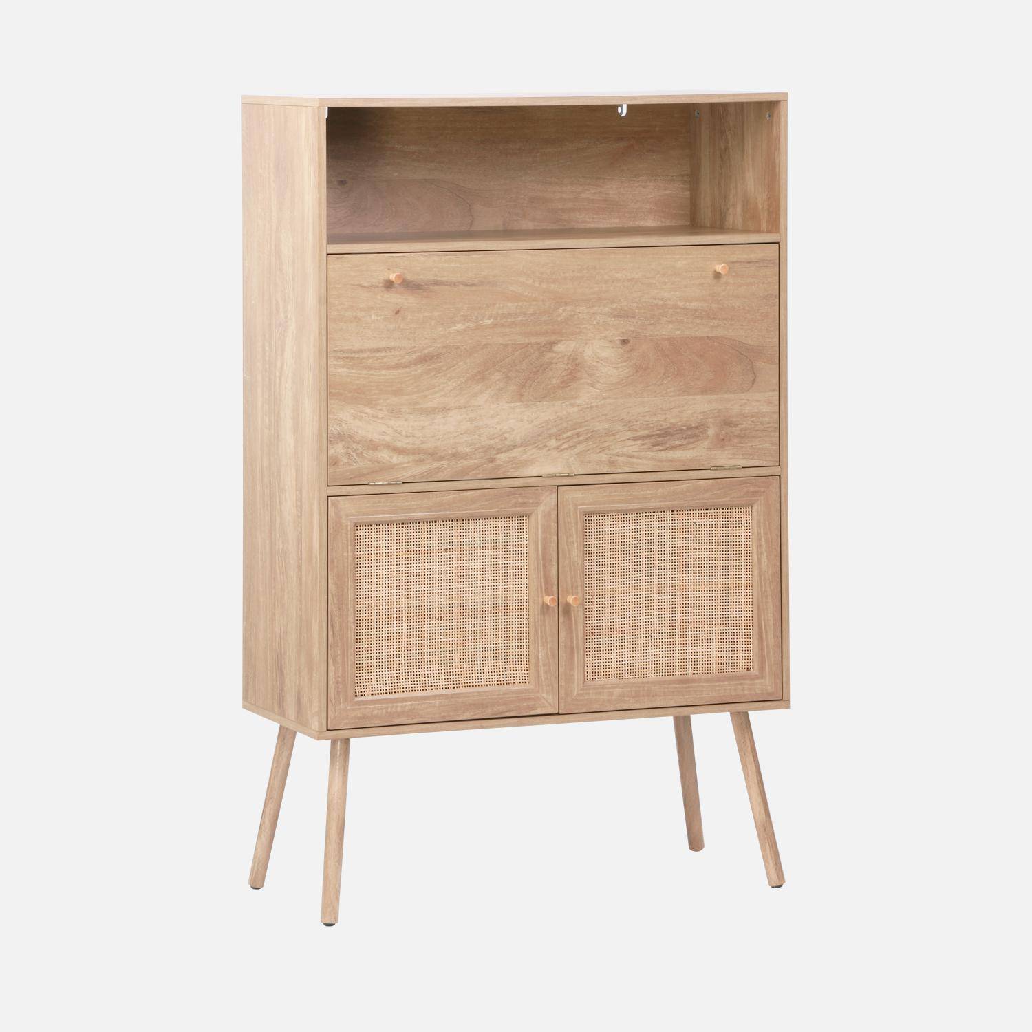 Writing desk with shelves with 2 doors, Boheme, Natural, 90x38x138 cm Photo4