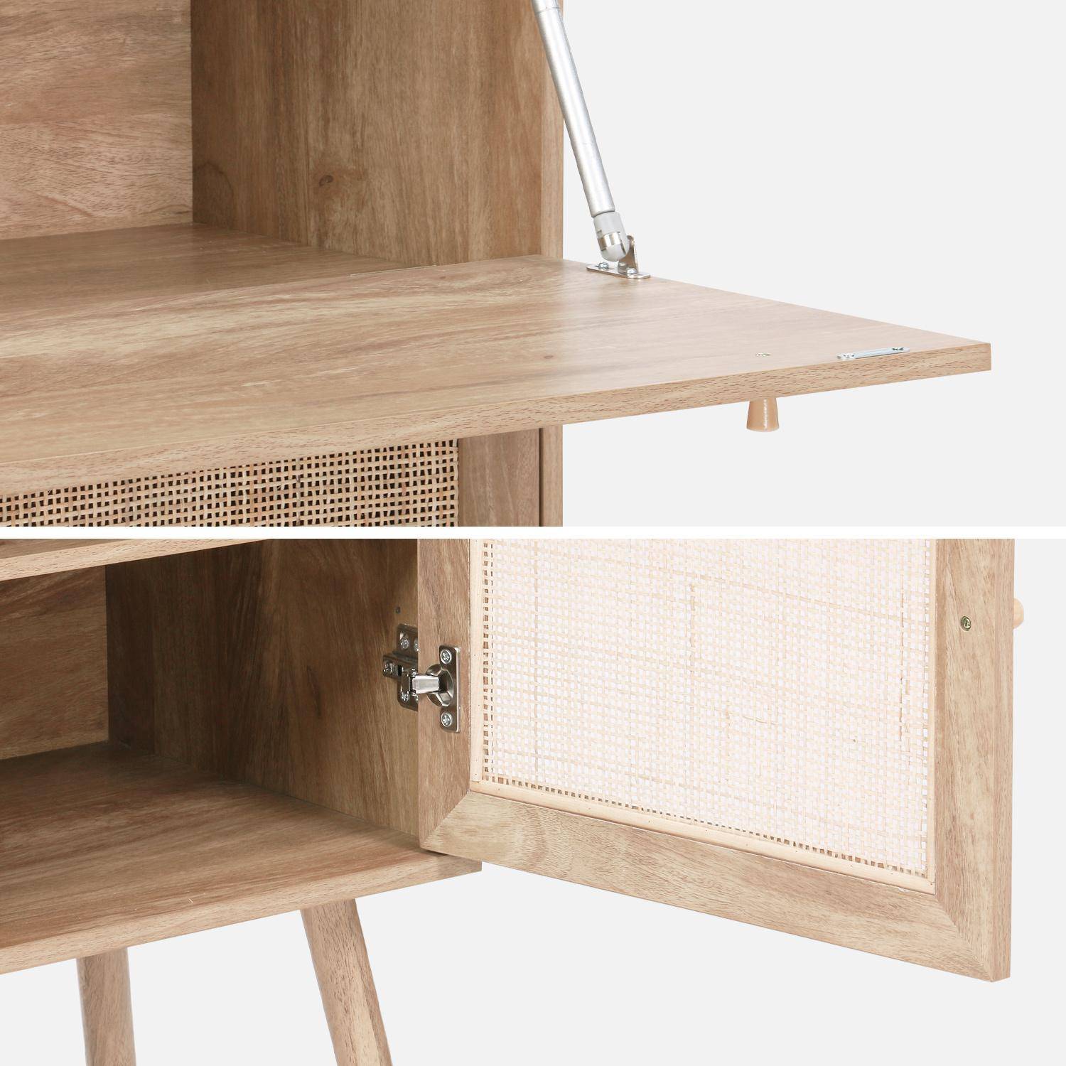 Schreibtisch Sekretr mit Rattan-Geflecht 90cm natur I sweeek