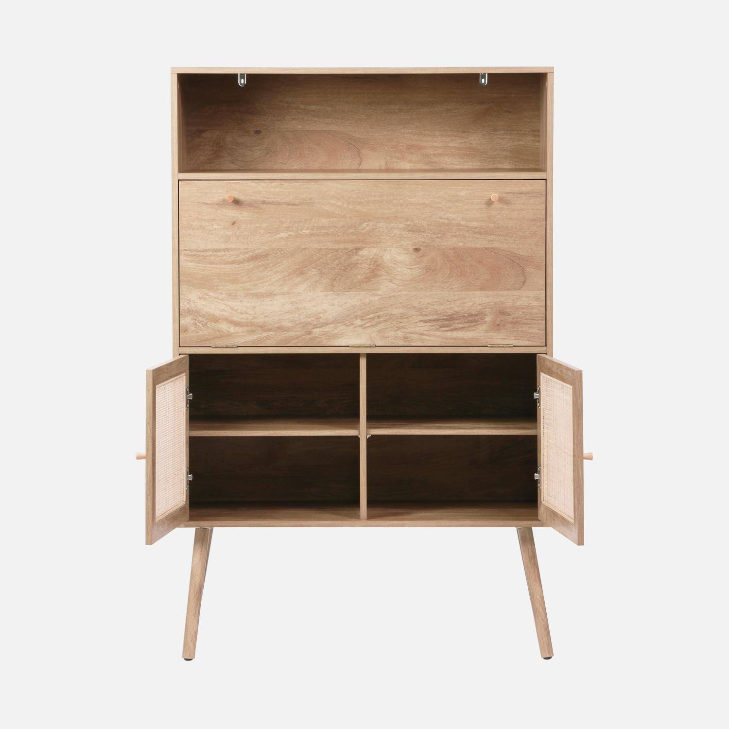 Writing desk with shelves with 2 doors, Boheme, Natural, 90x38x138 cm Photo6