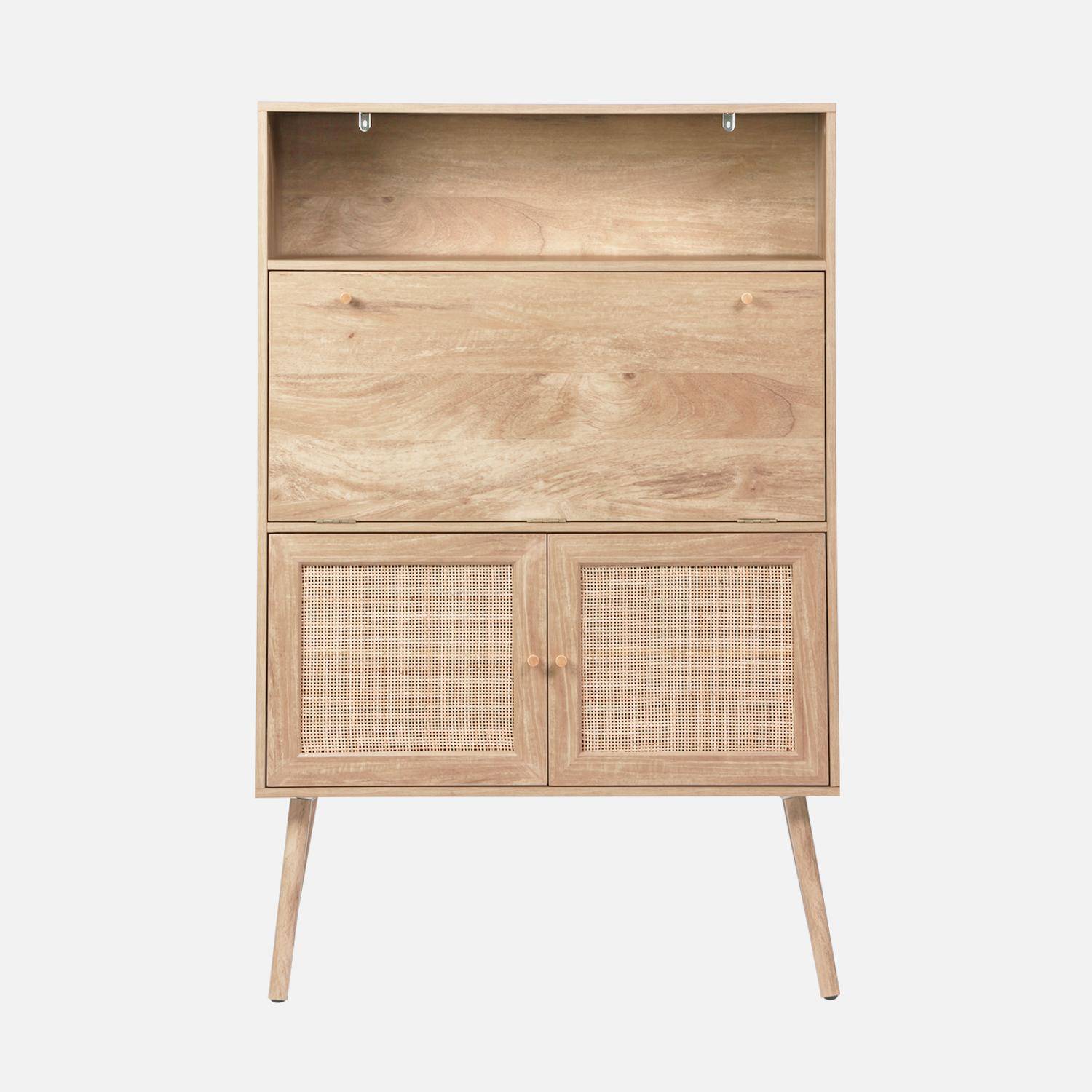 Writing desk with shelves with 2 doors, Boheme, Natural, 90x38x138 cm Photo5