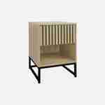 Contemporary style bedside table with 1 grooved wood-effect drawer (press-to-open system) and 1 niche, black metal base Photo4