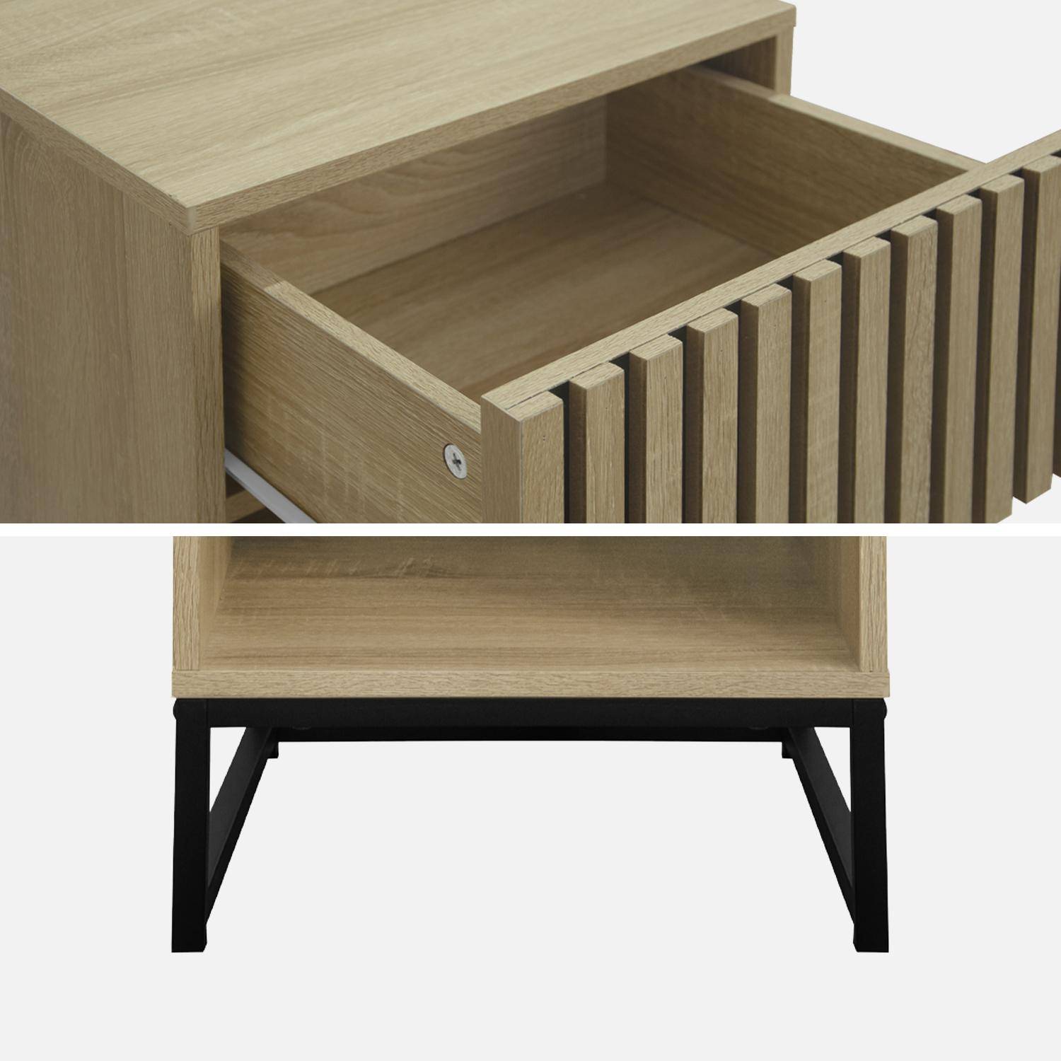 Set di 2 comodini effetto legno scanalato, 1 cassetto, 1 ripiano , Bianco | Leroy Merlin