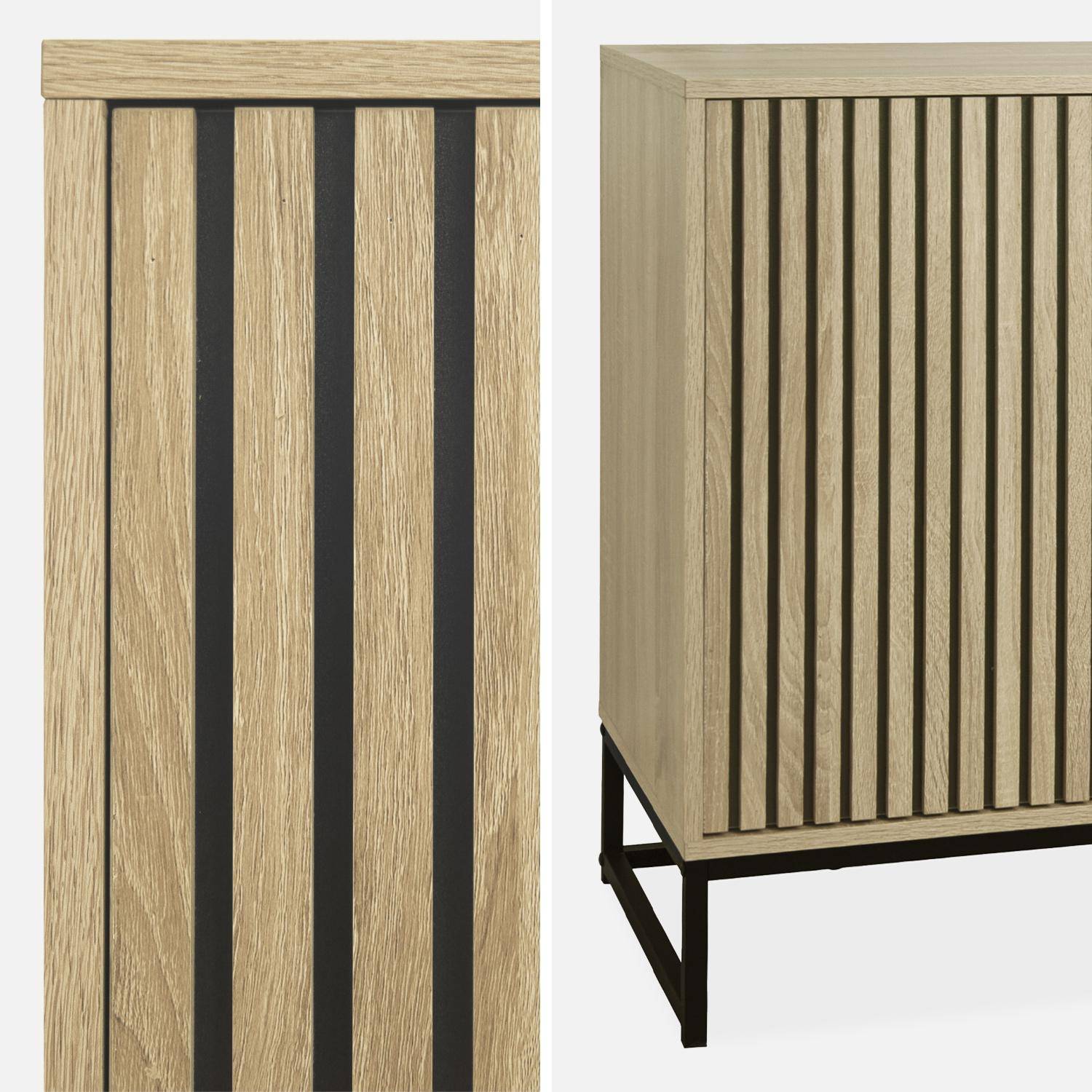sweeek Credenza retrò a 2 ante in legno scuro e canna con