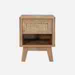 1-drawer bedside table with 1 niche, wood and cane effect, eucalyptus legs Photo2