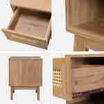 Lot de 2 tables de chevet avec 1 tiroir et 1 niche effet bois et cannage, pieds eucalyptus  Photo4