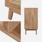 Aparador con 2 puertas correderas y estantes, efecto madera y detalle de caña 150cm Photo4