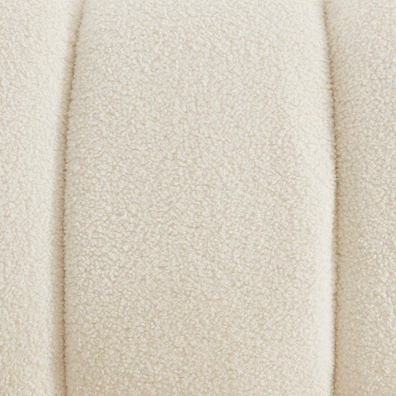 Fauteuil relax pieds arrondis en bois et tissu bouclette blanc Photo6
