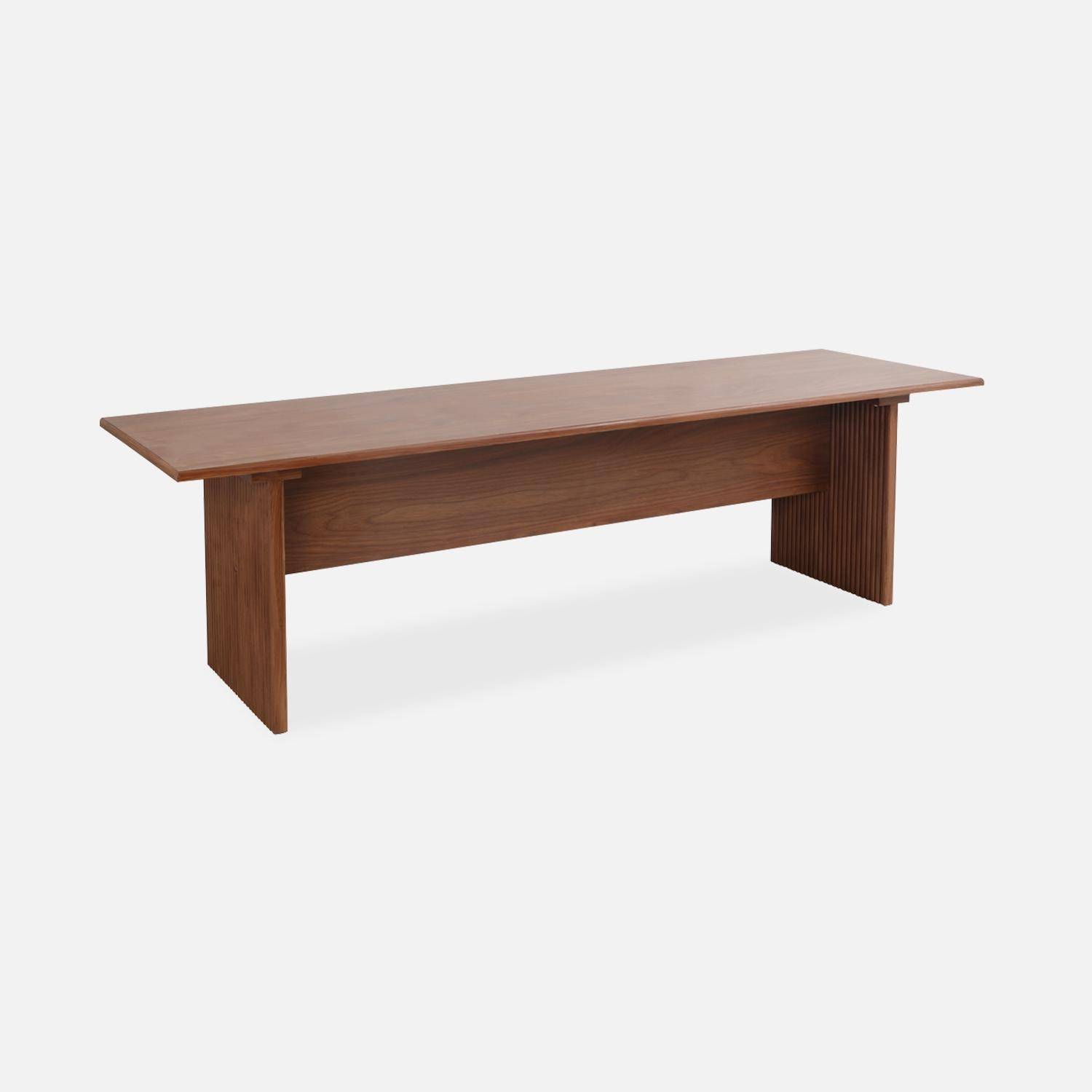 Set van 4-persoons rechthoekige eettafel en 2 banken met houtsnijwerkeffect Photo5