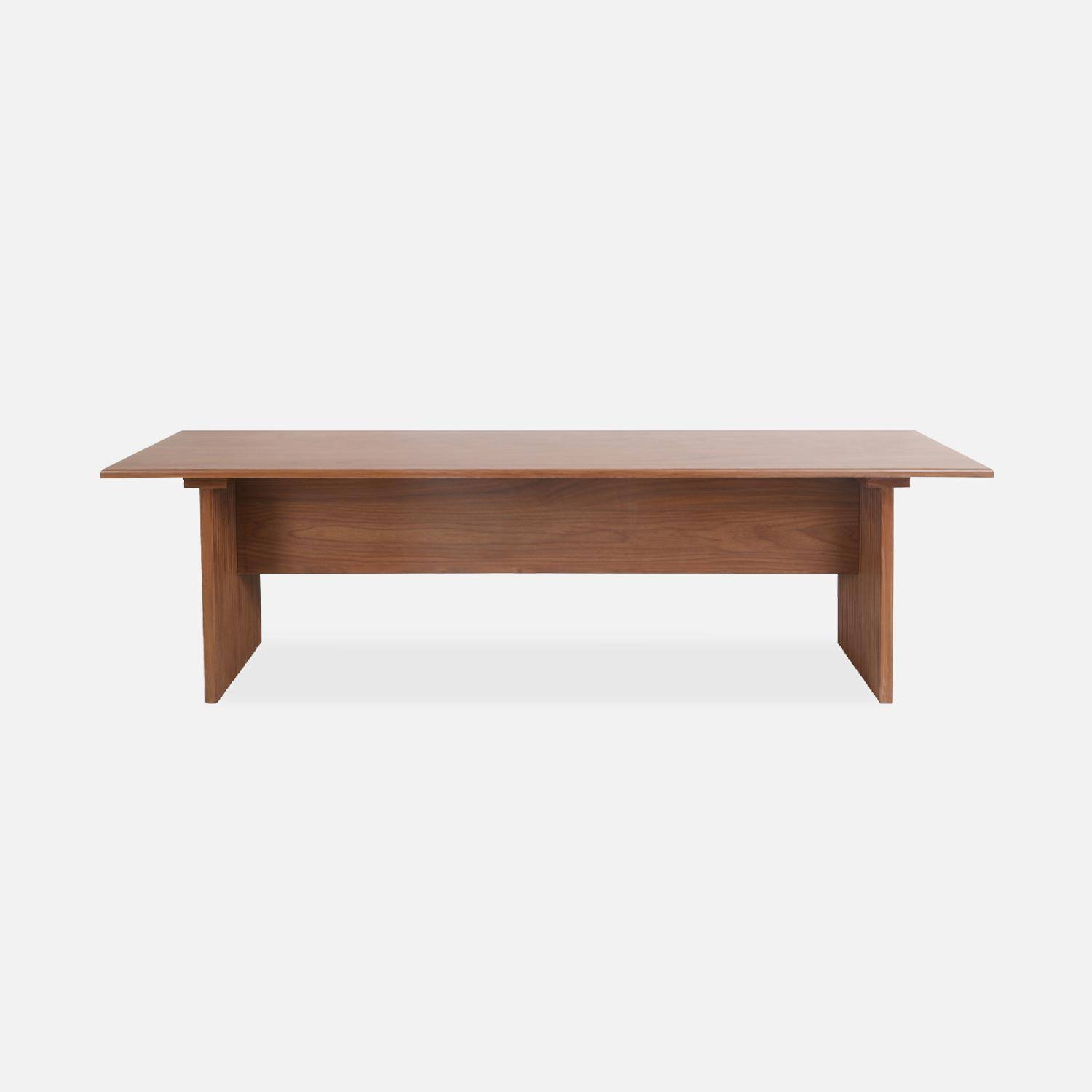 Pair of rectangular benches with carved wood effect, Faro, Walnut, 160x40x44.5 cm,sweeek,Photo7