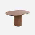Table basse oblongue effet bois sculpté 90cm, couleur noyer  Photo1