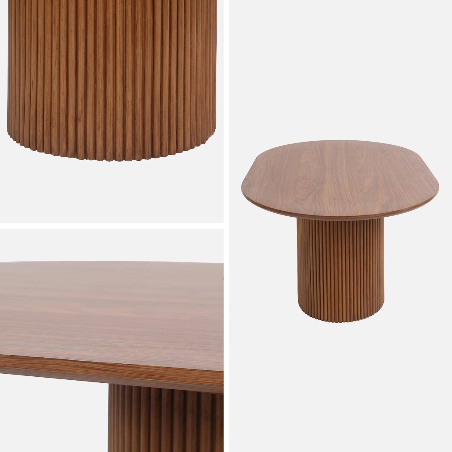 Table basse oblongue effet bois sculpté 90cm, couleur noyer  Photo3
