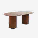 Table à manger oblongue effet bois sculpté 4-6 places, couleur noyer, 180cm Photo1