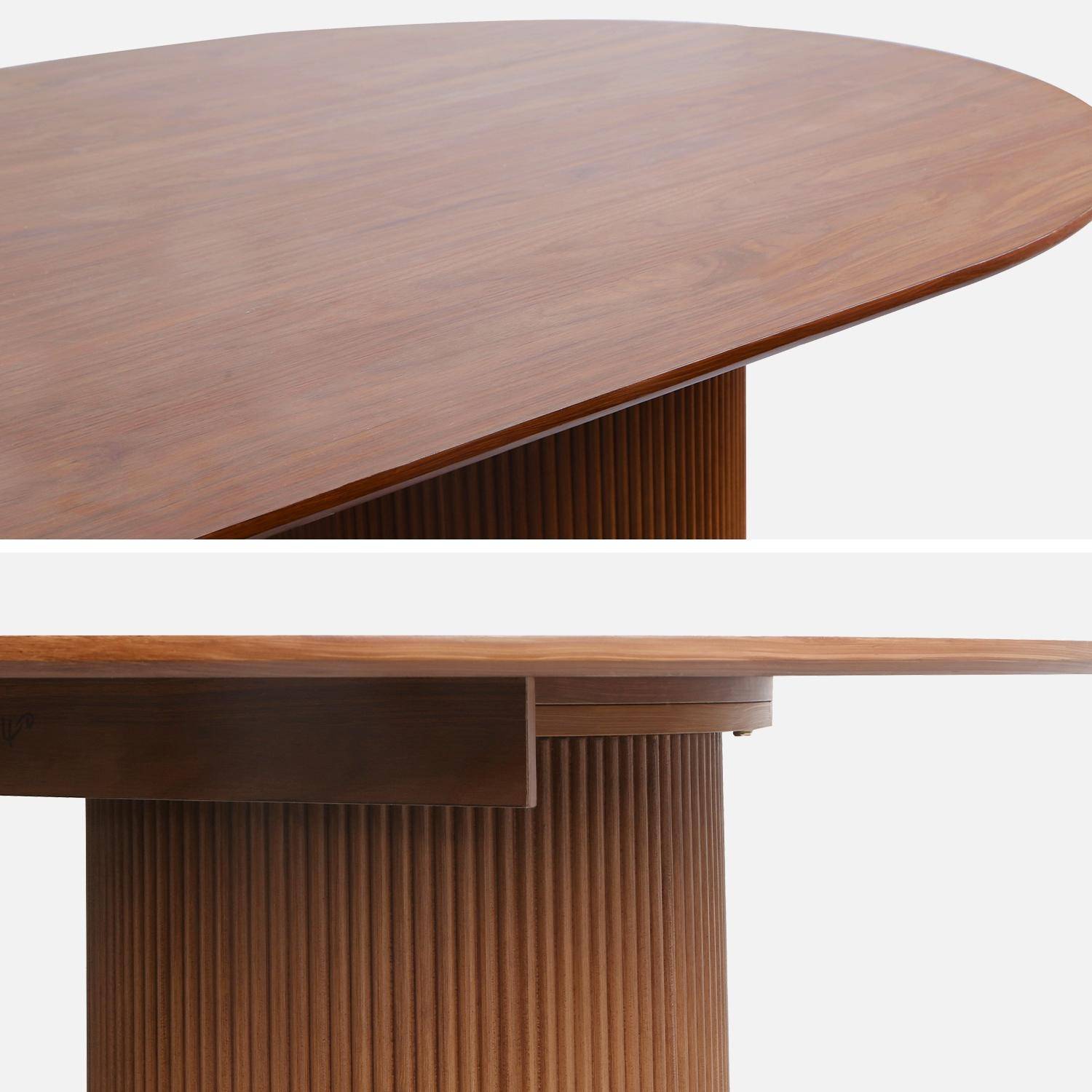 Ovaler Esstisch mit geriffelter Holzoptik für 4-6 Personen, nussbaumfarben, 180 cm - Faro,sweeek,Photo4