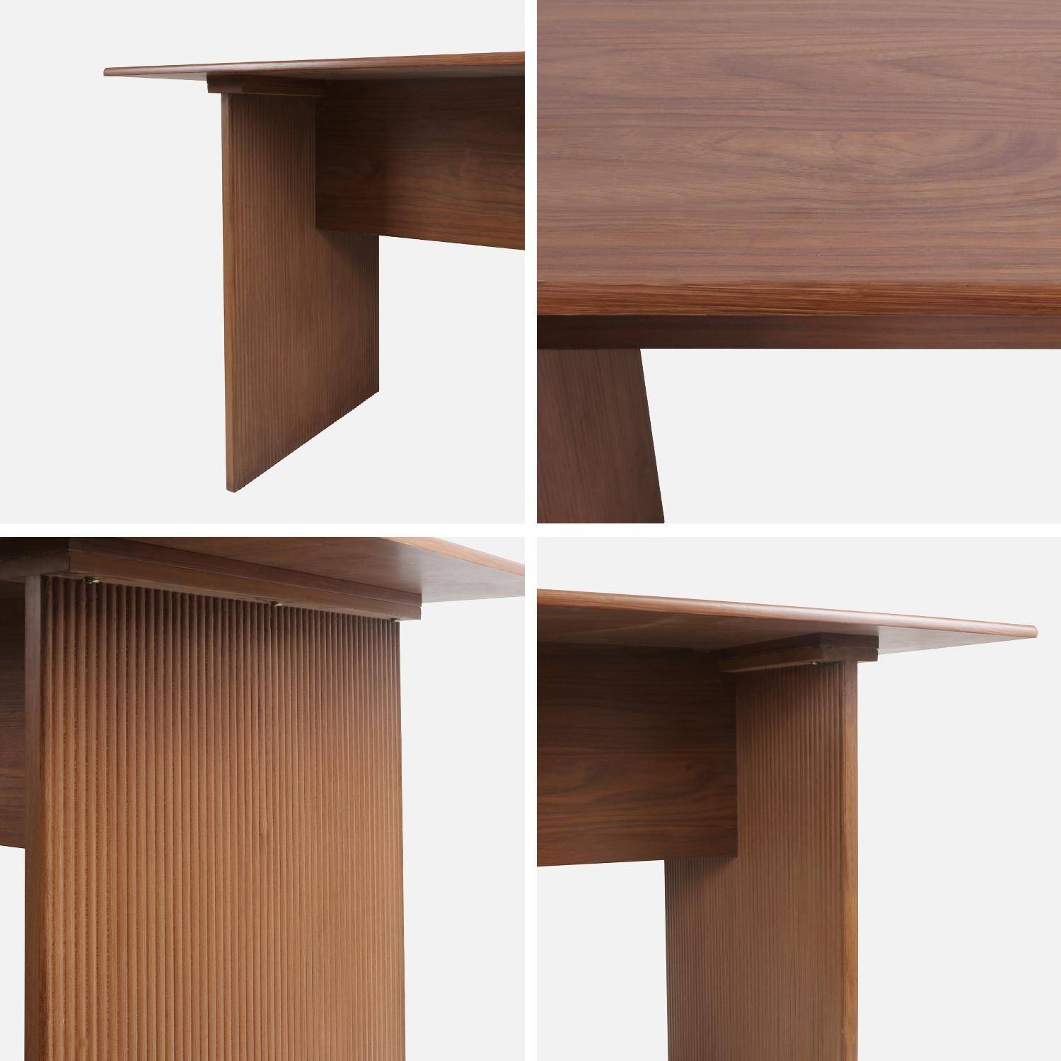 Rechteckiger Esstisch mit geriffelter Holzoptik  4-6 Sitzplätze, 170 cm, nussbaumfarben - Faro Photo4
