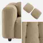 Canapé 3 places en bouclette texturée capitonné beige - Structure bois d'eucalyptus et contreplaqué  Photo7
