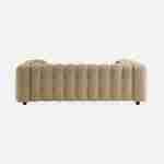 Canapé 3 places en bouclette texturée capitonné beige - Structure bois d'eucalyptus et contreplaqué  Photo6