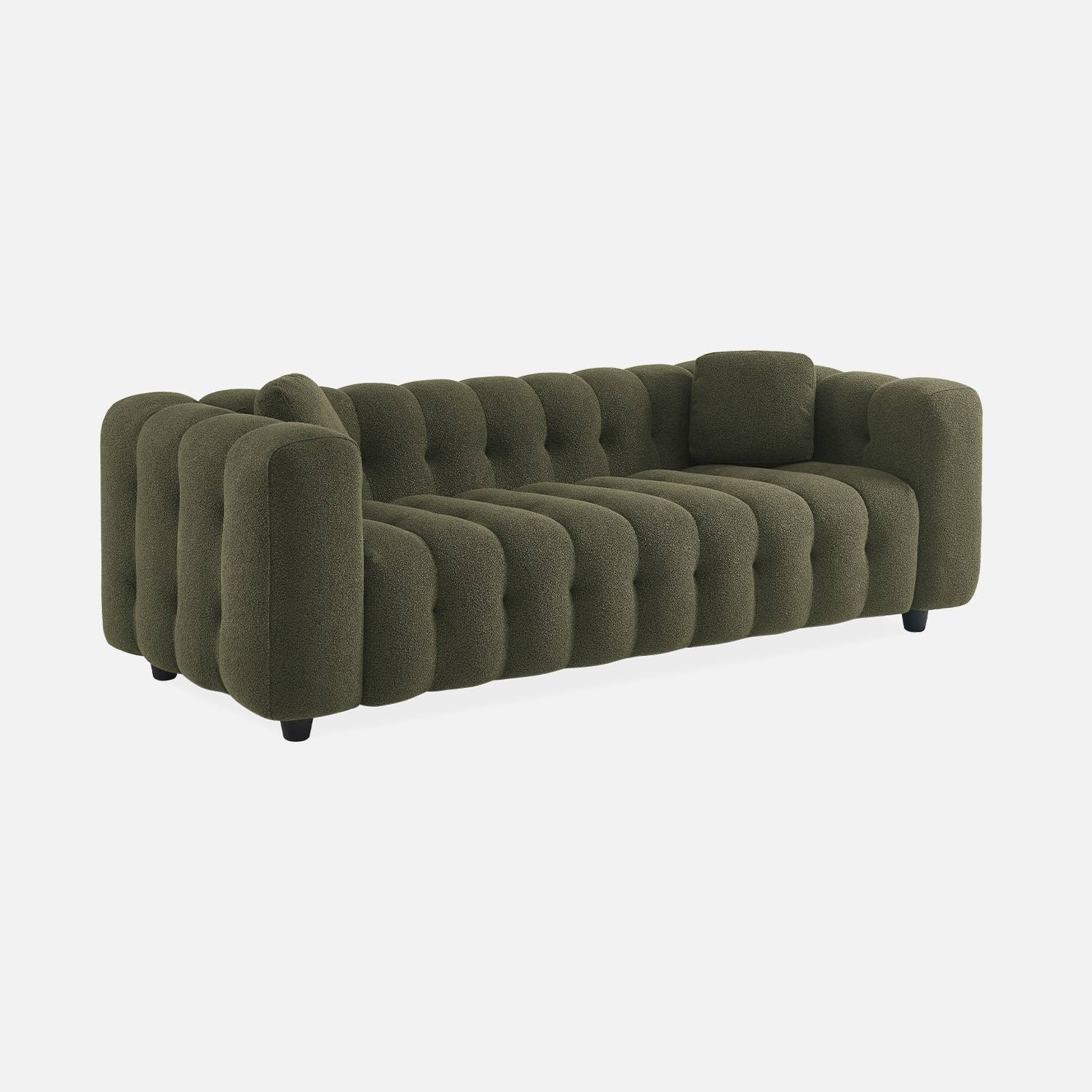 3-Sitzer-Sofa mit kapitoniertem Bouclé-Bezug in khaki