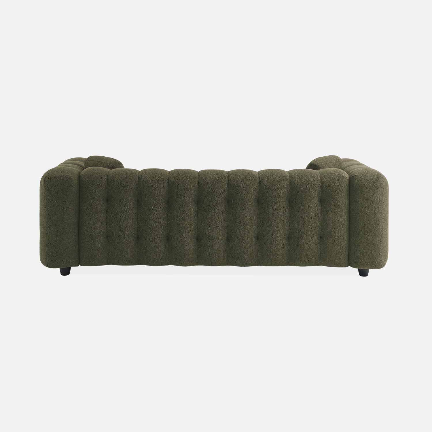 Sofa 3-osobowa z tkaniny boucle z tapicerką w kolorze khaki - Konstrukcja z drewna eukaliptusowego i sklejki,sweeek,Photo5