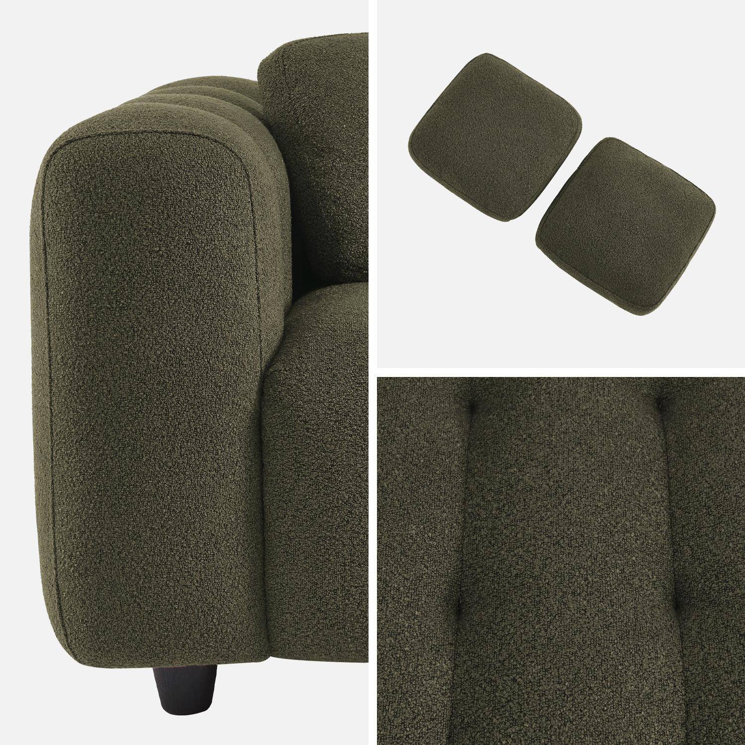 Sofa 3-osobowa z tkaniny boucle z tapicerką w kolorze khaki - Konstrukcja z drewna eukaliptusowego i sklejki,sweeek,Photo6