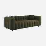 3-Sitzer-Sofa mit strukturiertem und kapitoniertem Bouclé-Bezug in khaki, Gestell aus Eukalyptusholz und Sperrholz - Leon Photo3