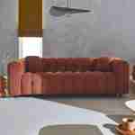 3-Sitzer-Sofa mit strukturiertem und kapitoniertem Bouclé-Bezug in terrakotta, Gestell aus Eukalyptusholz und Sperrholz - Leon Photo1