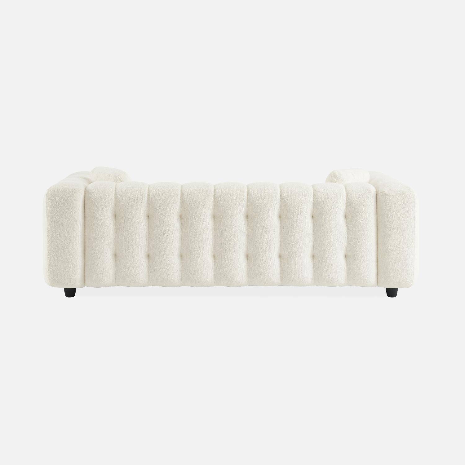 Sofa 3-osobowa z tkaniny boucle z tapicerką w kolorze kremowym - Konstrukcja z drewna eukaliptusowego i sklejki,sweeek,Photo4