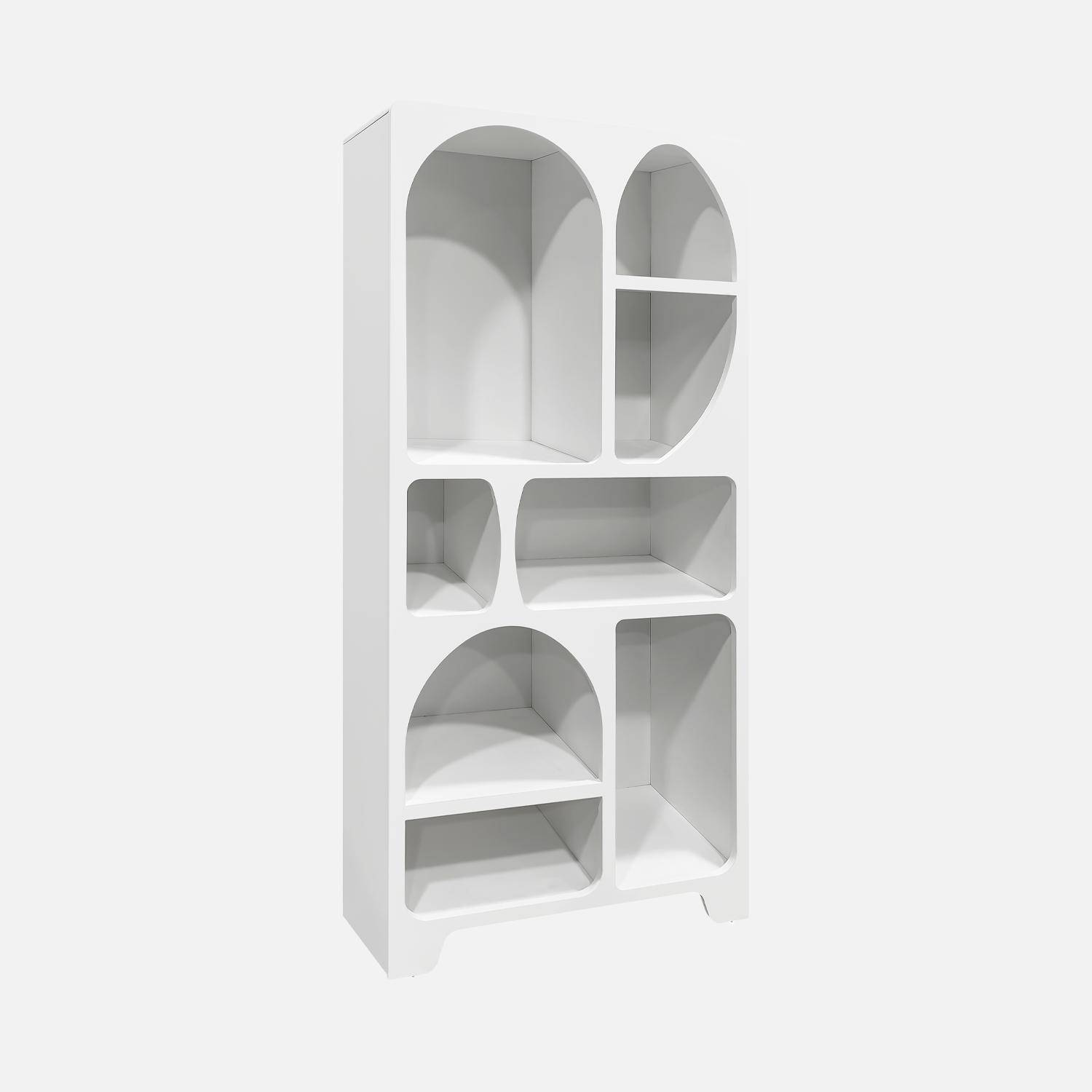 Etagère bibliothèque organique effet bois blanc 8 compartiments ,sweeek,Photo1