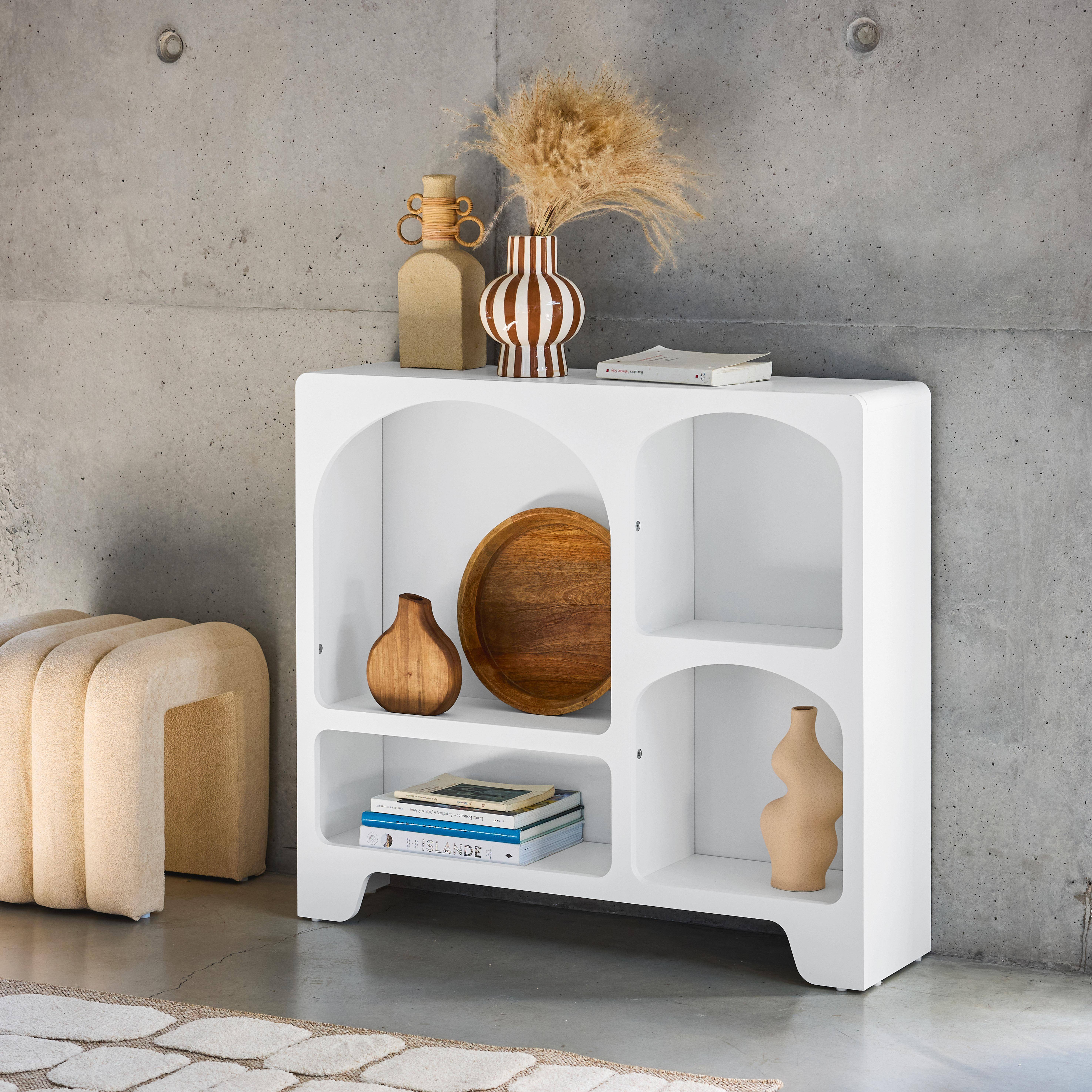 Buffet organique MDF 4 compartiments blanc 90cm,sweeek,Photo3