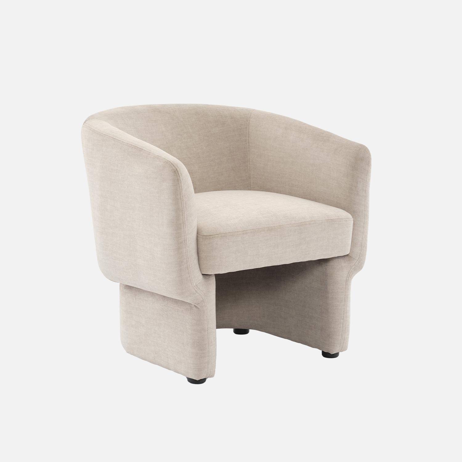 Beige stoffen fauteuil, Dolce, L 70 x P 70 x H 72cm, eucalyptushouten structuur Photo3