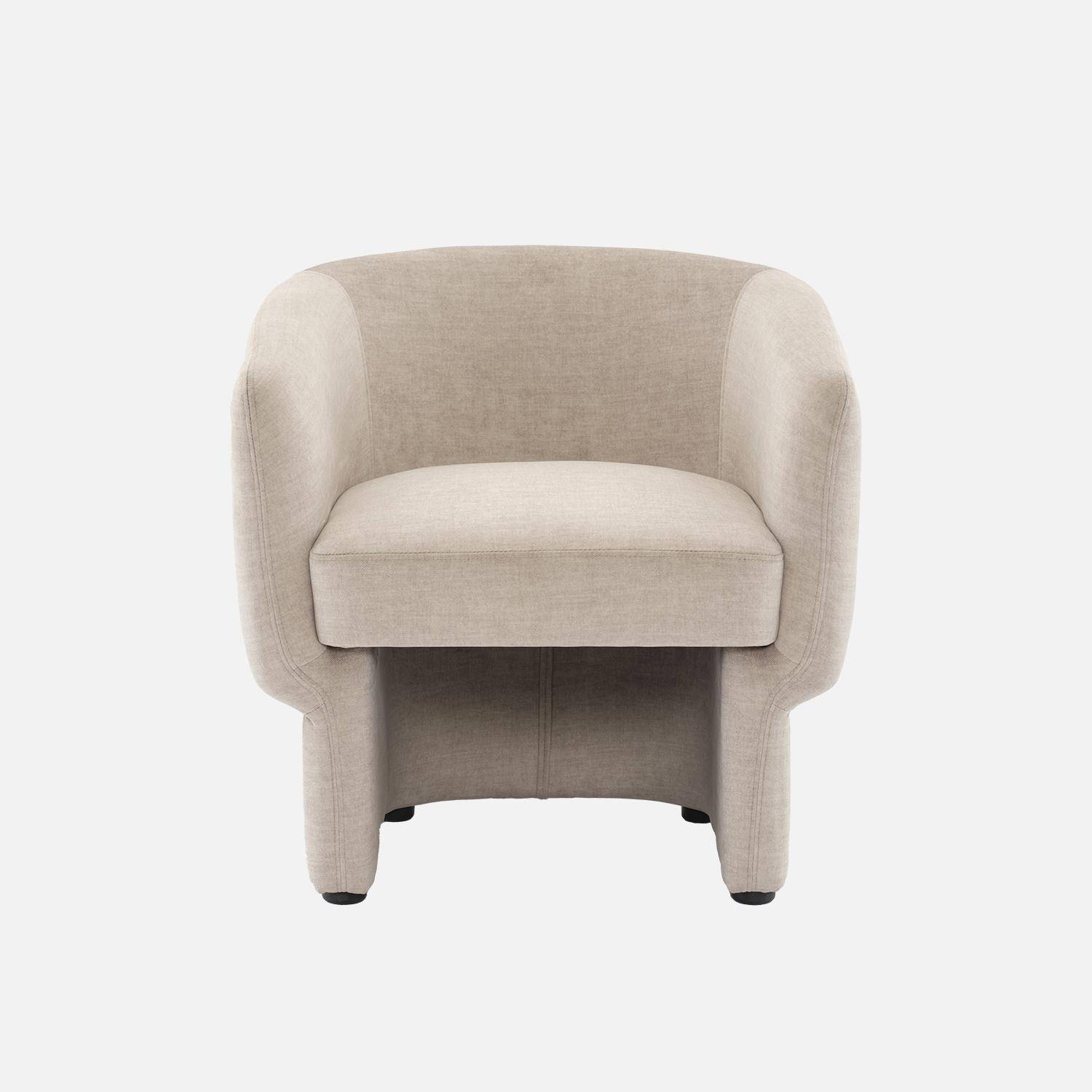 Beige stoffen fauteuil, Dolce, L 70 x P 70 x H 72cm, eucalyptushouten structuur Photo4