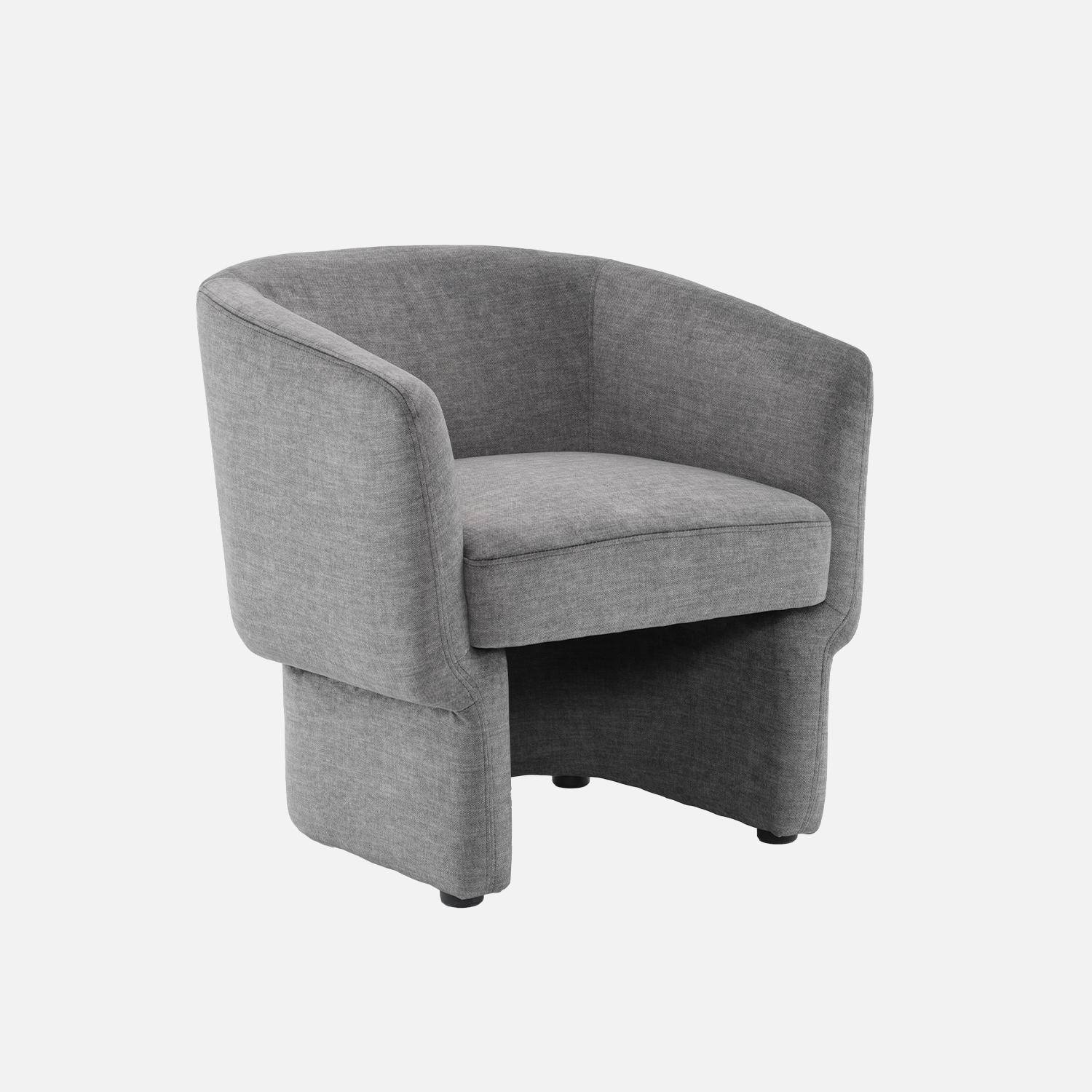 Donkergrijze stoffen fauteuil, Dolce, L 70 x P 70 x H 72cm, eucalyptushouten structuur Photo1