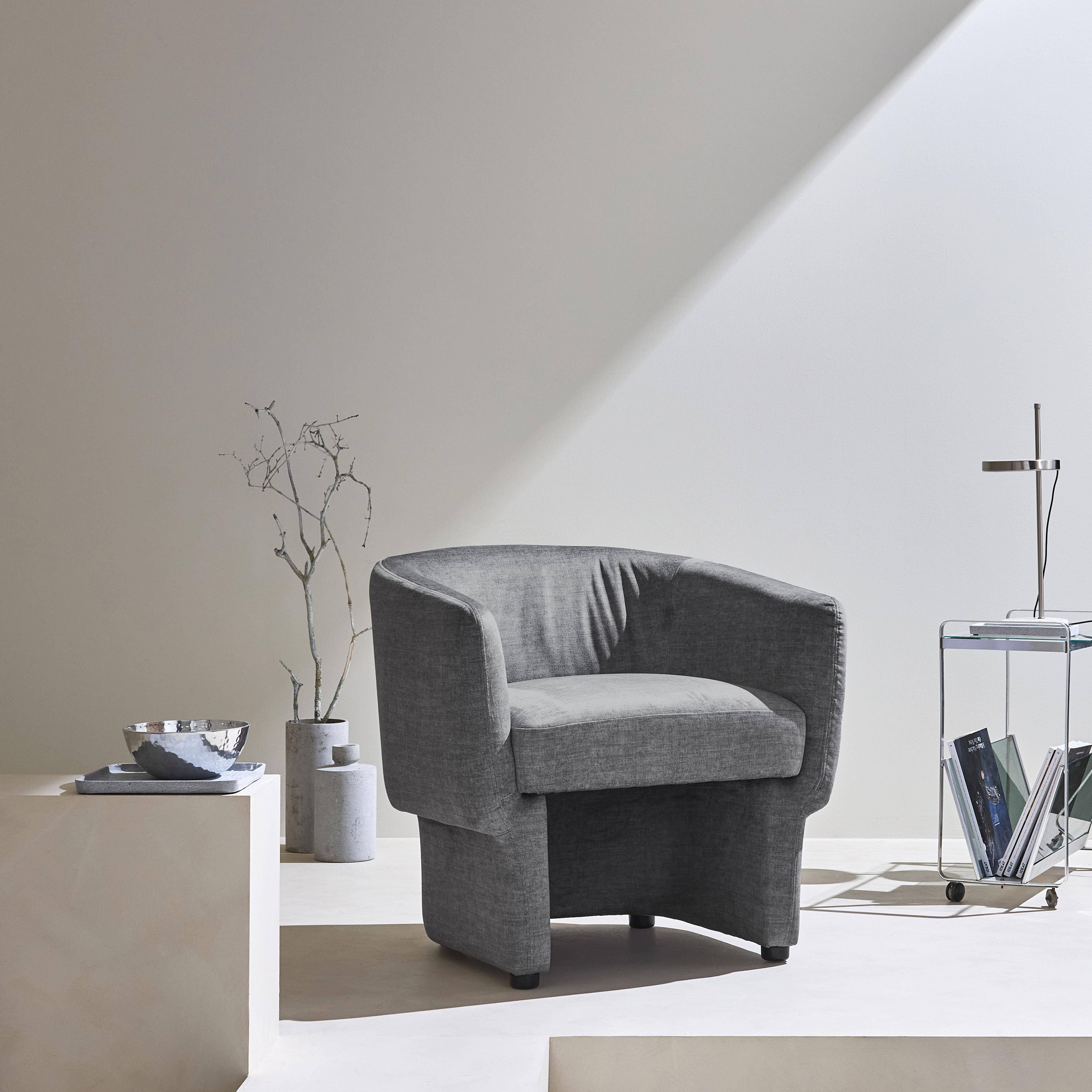 Fauteuil relax en tissu avec forme de dossier et piètement arrondis gris foncé Photo2