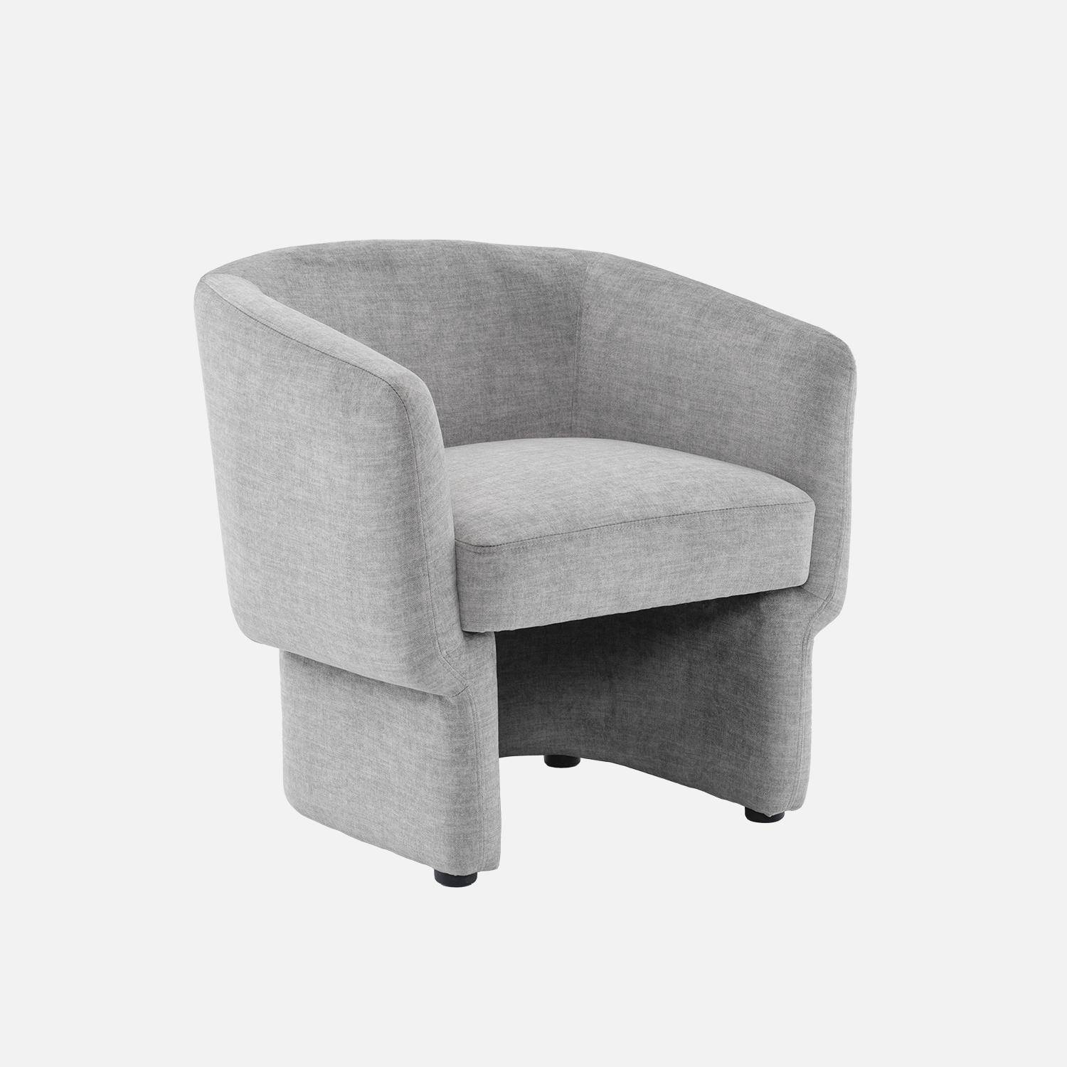 Lichtgrijze stoffen fauteuil, Dolce, L 70 x P 70 x H 72cm, eucalyptushouten structuur Photo3