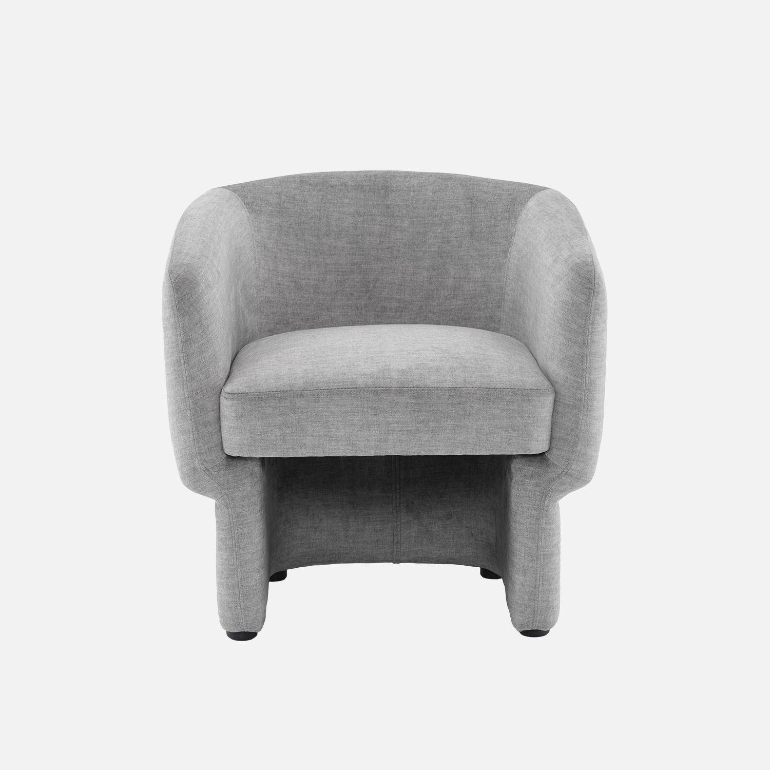 Lichtgrijze stoffen fauteuil, Dolce, L 70 x P 70 x H 72cm, eucalyptushouten structuur Photo4