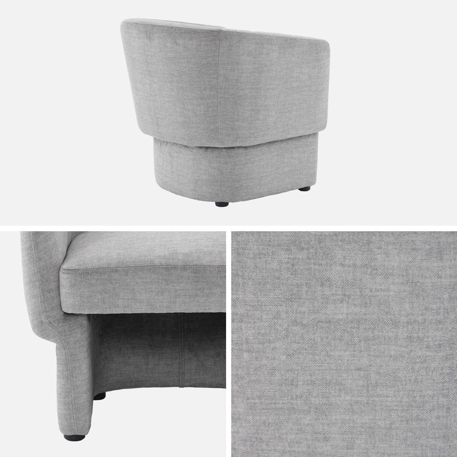 Lichtgrijze stoffen fauteuil, Dolce, L 70 x P 70 x H 72cm, eucalyptushouten structuur Photo5