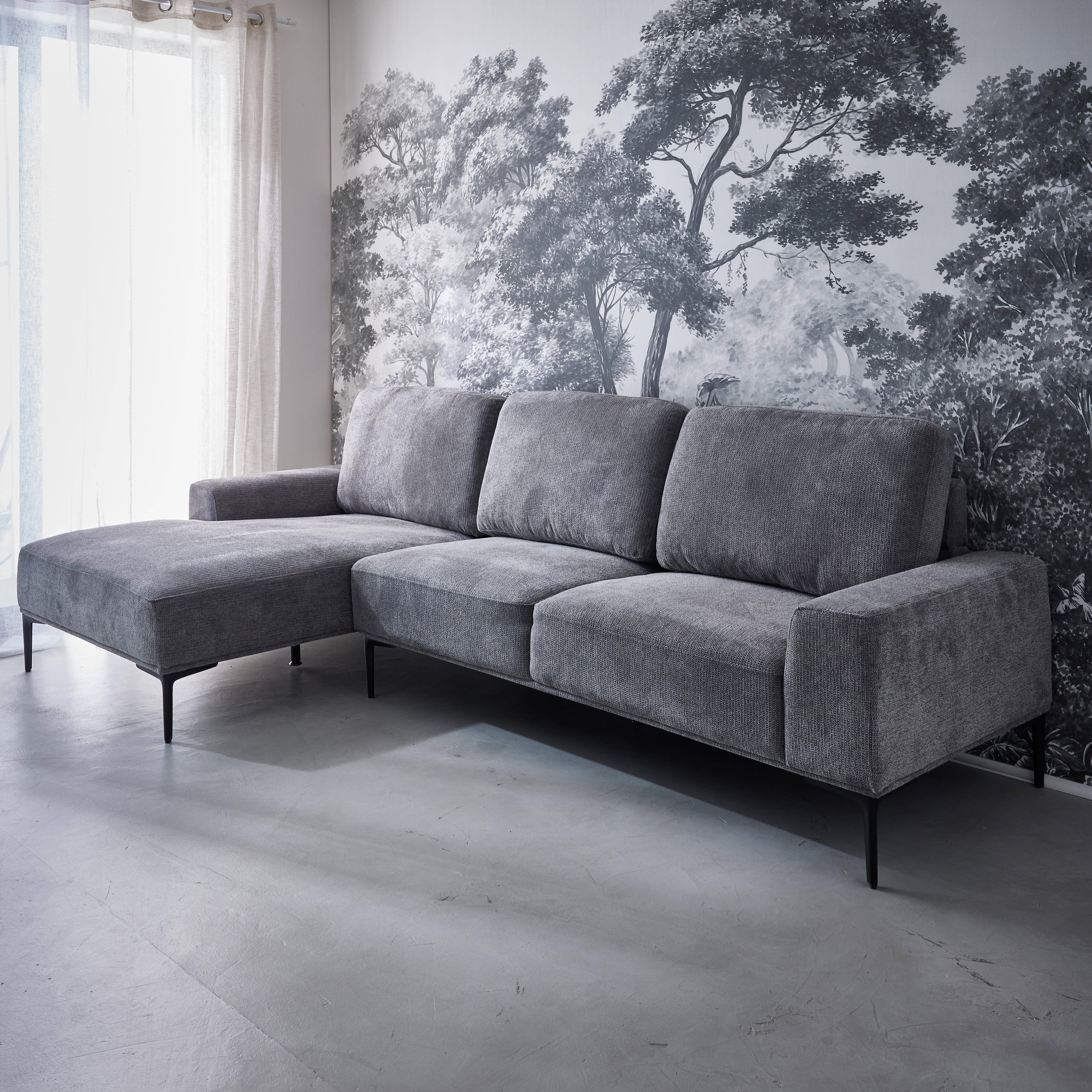 3-Sitzer-Sofa dunkelgrau und Recamiere links l sweeek