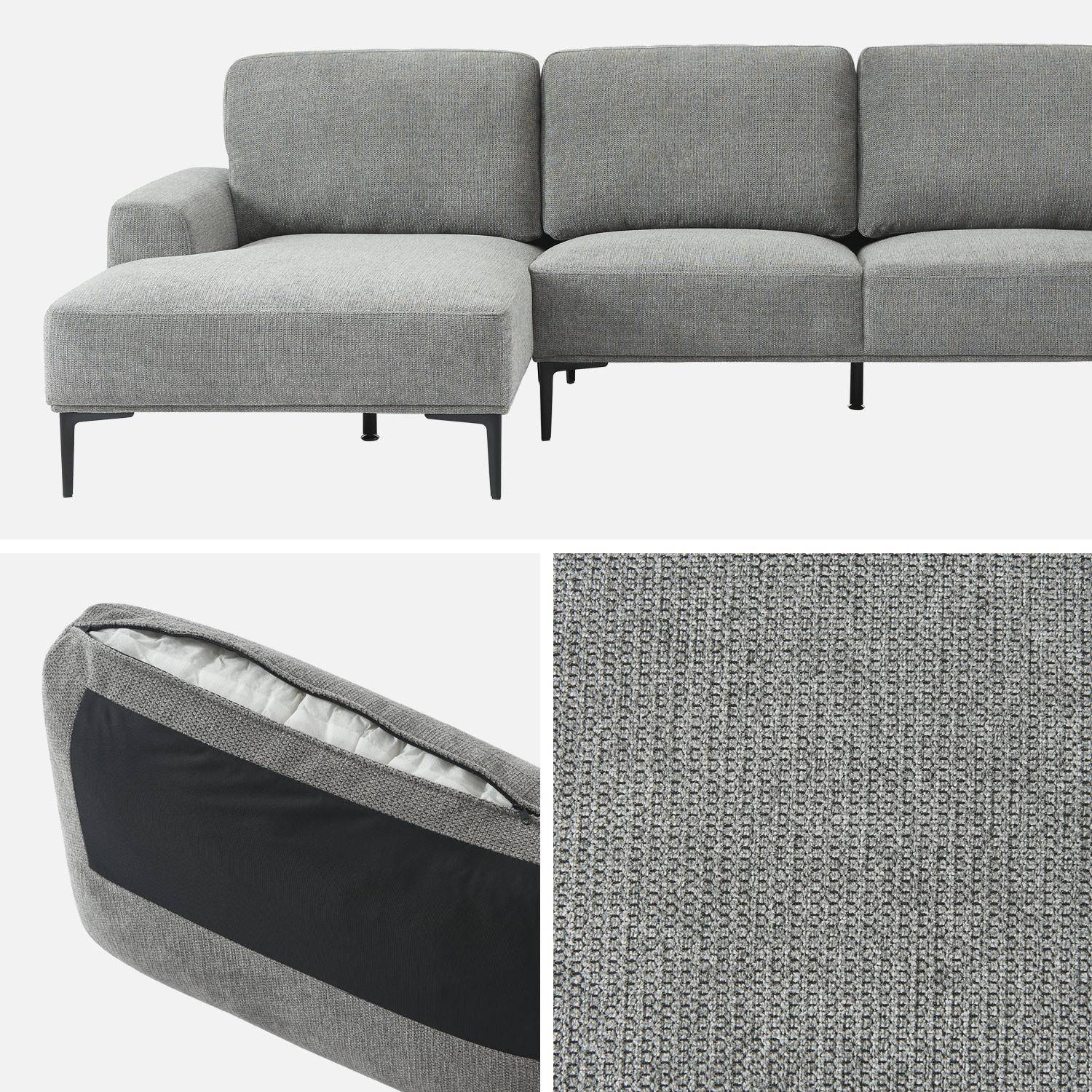 Canapé 3 places gris foncé angle gauche et structure / piètement métal noir Photo7