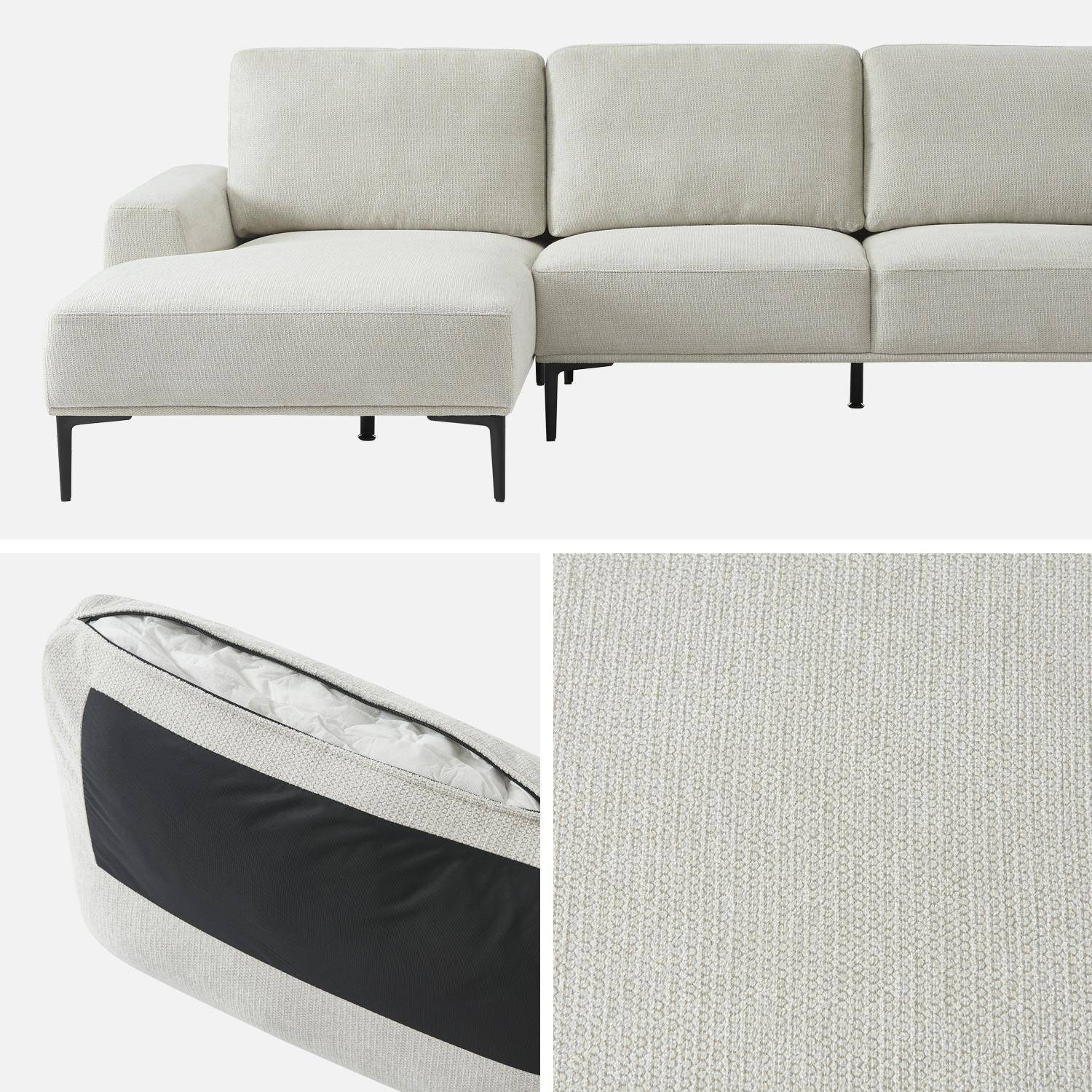 Canapé 3 places blanc crème angle gauche et structure / piètement métal noir Photo4