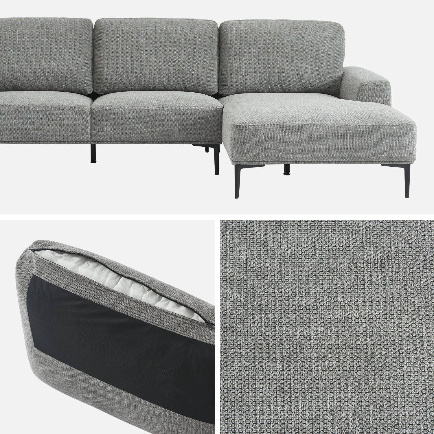 Canapé 3 places gris foncé angle à droite et structure / piètement métal noir,sweeek,Photo7