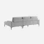 Canapé 3 places gris clair angle à droite et structure / piètement métal noir Photo3